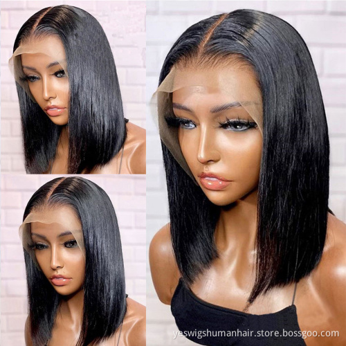 Cheap Wholesale Straight Short Bob Wig Raw Inidan Virgin Human Hair Hd Full Lace Front Wig Human Hair Bob Wigs For Black Women
